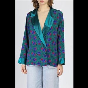 Victoria Secret’s Vintage Gold Label Floral Print Satin Trim Top